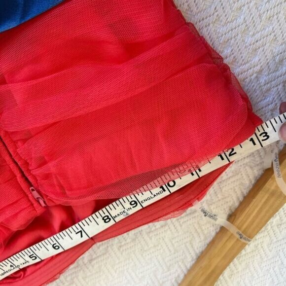 Tease Me Juniors Size 5 Pink Coral Mini Strapless Dress Blue Tie Prom Gown Tutu - Picture 7 of 10